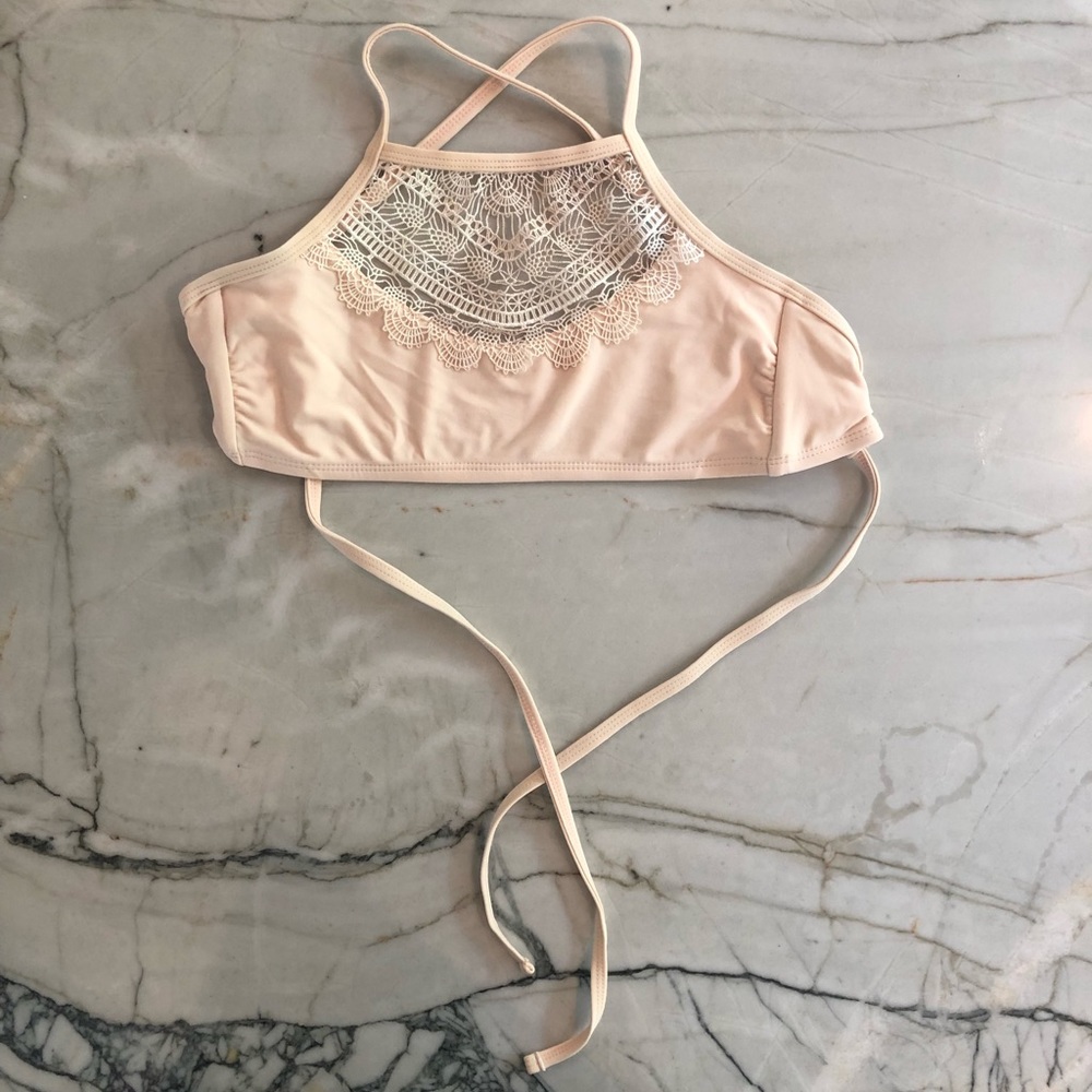 Baby pink/ light coral halter swim top